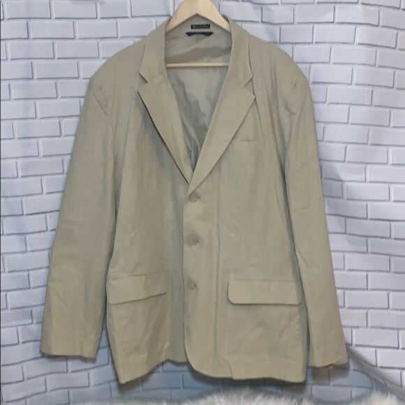 Andrew FezzaTan Linen Blazer/Suit Jacket Sz XL